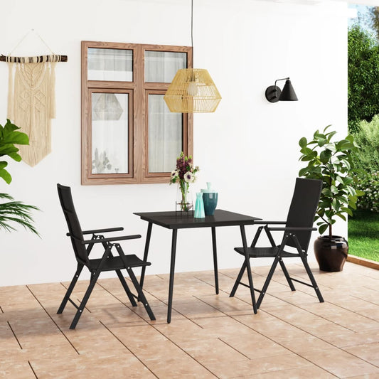 vidaXL Dining Set | Black | PE Rattan | Standard | Adjustable Armrests