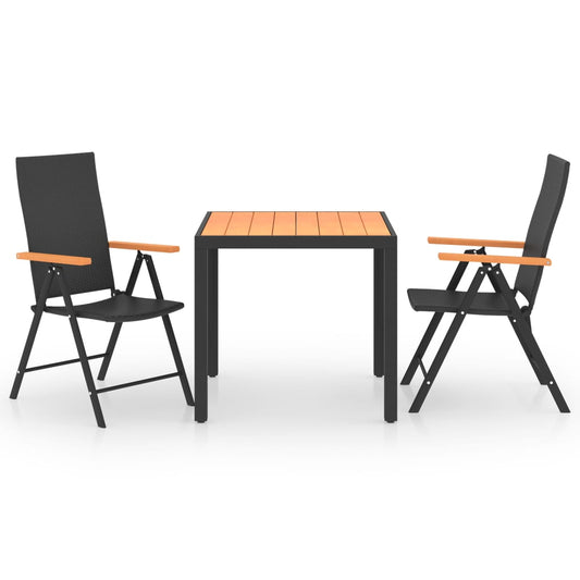 vidaXL Dining Set | Black and Brown | PE Rattan, WPC, Aluminium | Medium