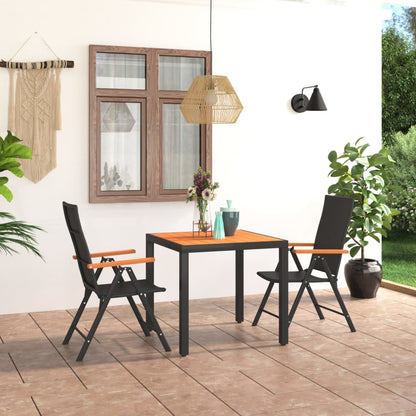 vidaXL Dining Set | Black and Brown | PE Rattan, WPC, Aluminium | Medium