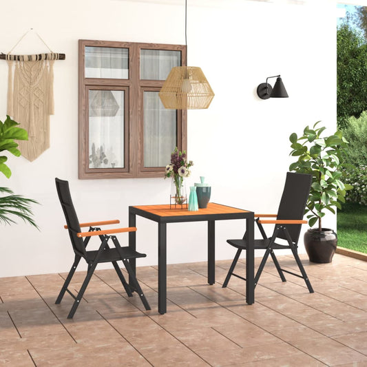 vidaXL Dining Set | Black and Brown | PE Rattan, WPC, Aluminium | Medium