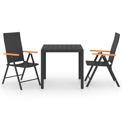 vidaXL Dining Set | Black, Brown | PE rattan, WPC, aluminium | Small