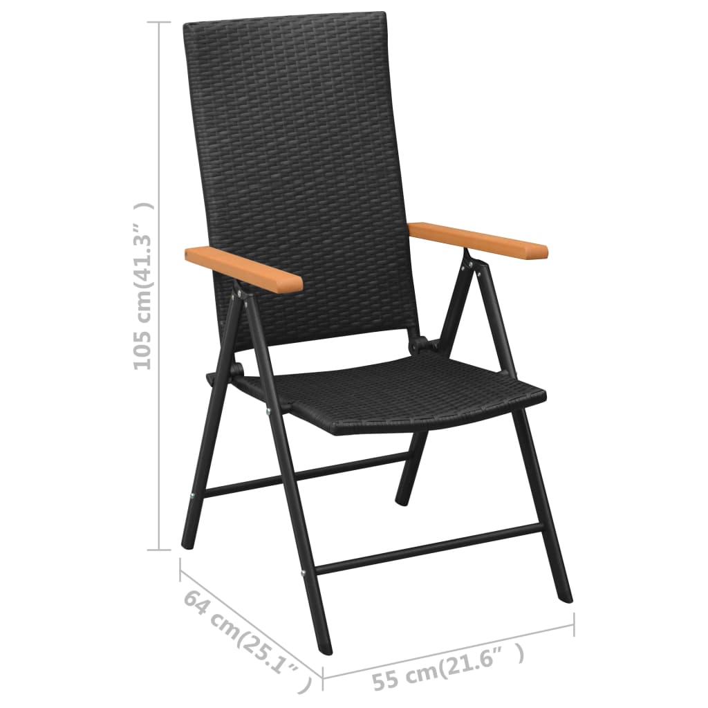 vidaXL Dining Set | Black, Brown | PE rattan, WPC, aluminium | Small