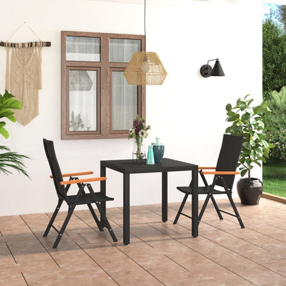 vidaXL Dining Set | Black, Brown | PE rattan, WPC, aluminium | Small