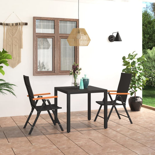 vidaXL Dining Set | Black, Brown | PE rattan, WPC, aluminium | Small