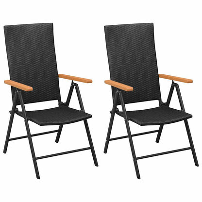 vidaXL Dining Set | Black and Brown | PE Rattan, WPC, Steel, Glass | Standard