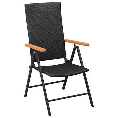 vidaXL Dining Set | Black and Brown | PE Rattan, WPC, Steel, Glass | Standard