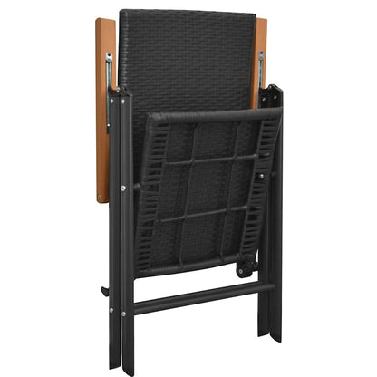 vidaXL Dining Set | Black and Brown | PE Rattan, WPC, Steel, Glass | Standard