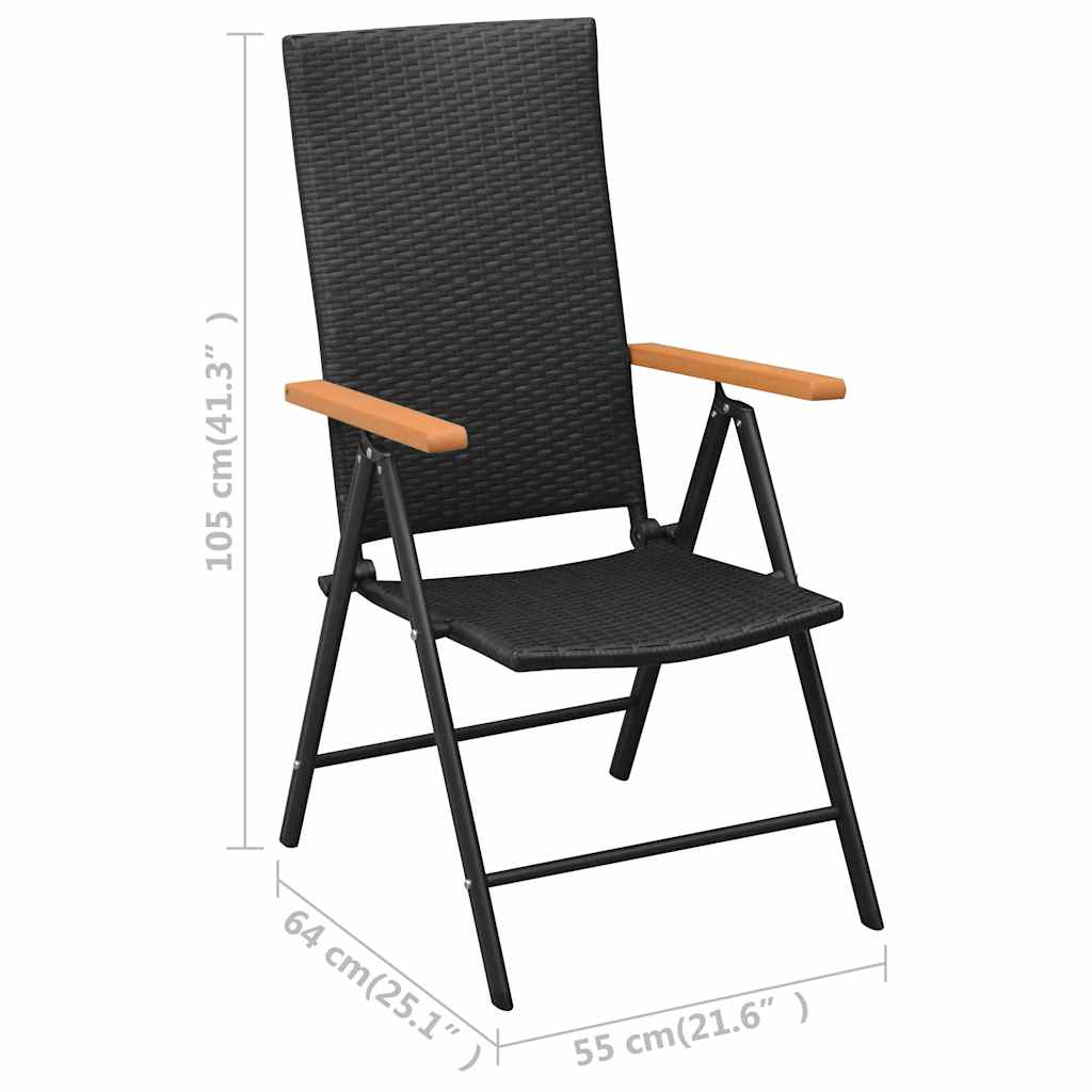 vidaXL Dining Set | Black and Brown | PE Rattan, WPC, Steel, Glass | Standard