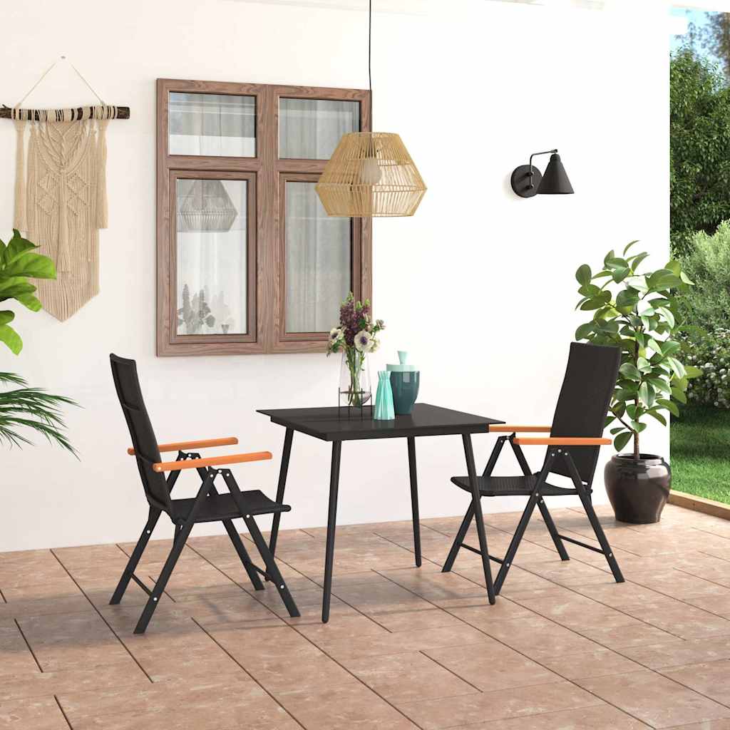 3060088 vidaXL 3 Piece Garden Dining Set Black and Brown (42798+313114)