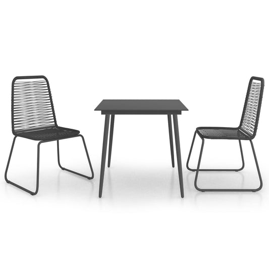 vidaXL Dining Set | Black | PVC Rattan | Compact | Lightweight | Dining Set