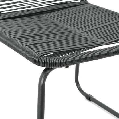 3060112 vidaXL 3 Piece Garden Dining Set PVC Rattan Black (44442+313114)
