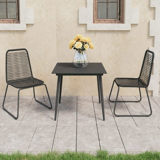 vidaXL Dining Set | Black | PVC Rattan | Compact | Lightweight | Dining Set