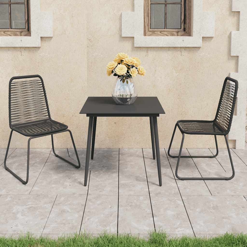 3060112 vidaXL 3 Piece Garden Dining Set PVC Rattan Black (44442+313114)