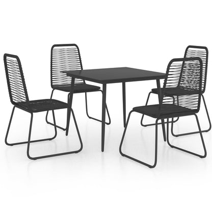vidaXL Dining Set | Black | PVC Rattan, Powder-Coated Steel, Glass