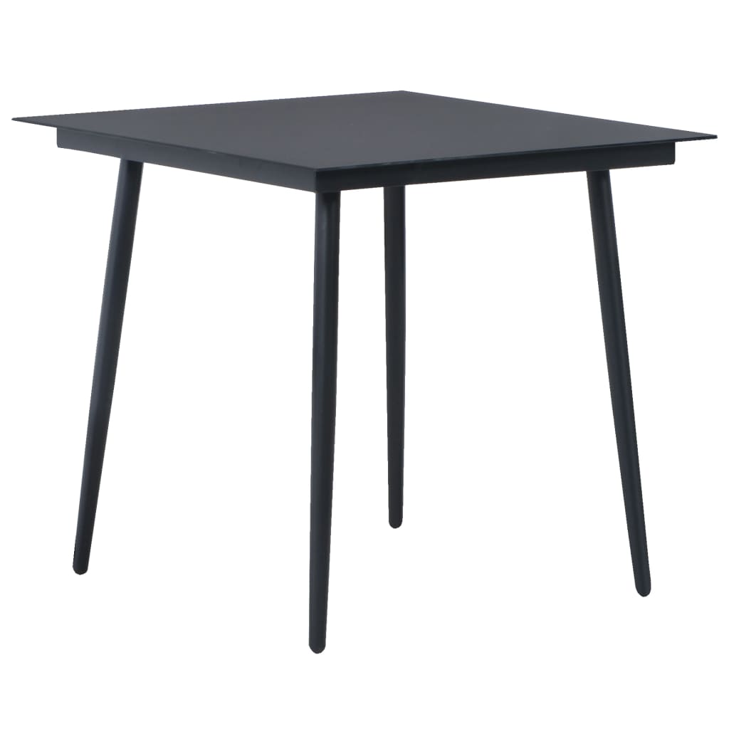 vidaXL Dining Set | Black | PVC Rattan, Powder-Coated Steel, Glass