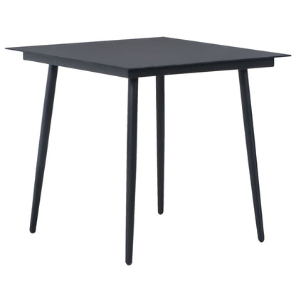 vidaXL Dining Set | Black | PVC Rattan, Powder-Coated Steel, Glass