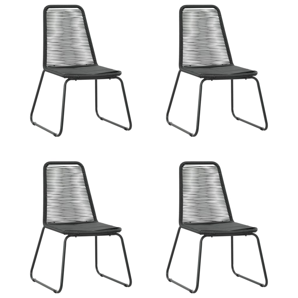 vidaXL Dining Set | Black | PVC Rattan, Powder-Coated Steel, Glass