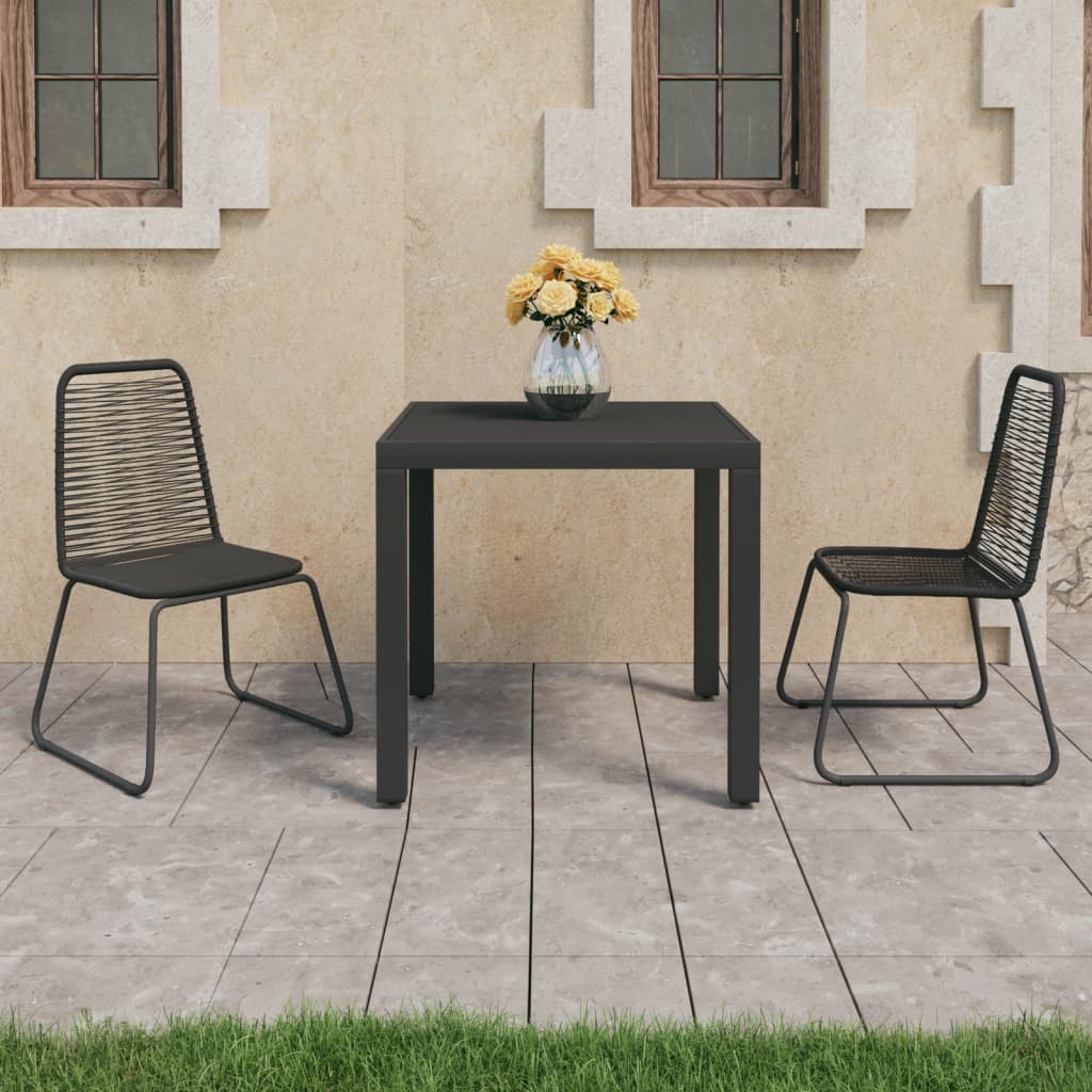 vidaXL Dining Set | Black | PVC Rattan, Steel, Aluminium, WPC | Lightweight