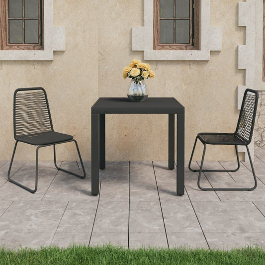 vidaXL Dining Set | Black | PVC Rattan, Steel, Aluminium, WPC | Lightweight