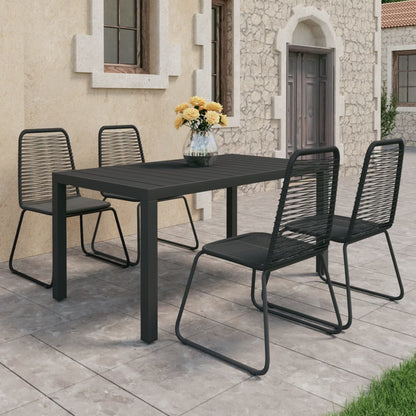 vidaXL Dining Set | Black | PVC Rattan, Powder-Coated Steel, Aluminium, WPC