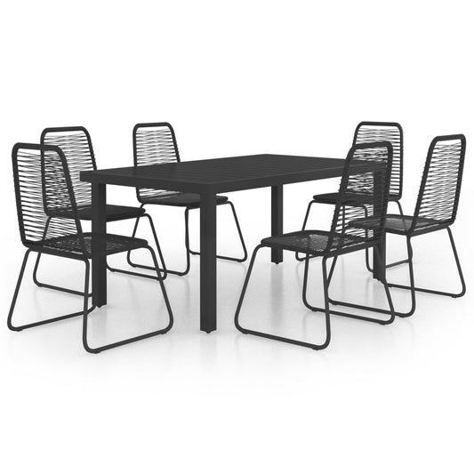 vidaXL Dining Set | Black | PVC Rattan, Aluminium, Powder-Coated Steel