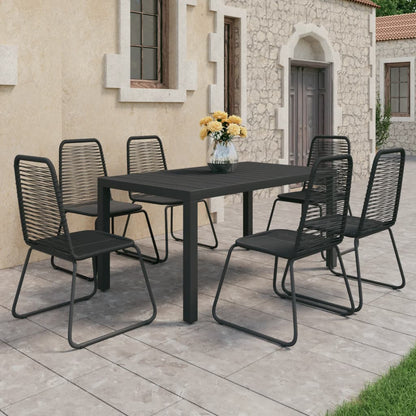 vidaXL Dining Set | Black | PVC Rattan, Aluminium, Powder-Coated Steel