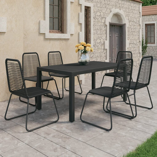 vidaXL Dining Set | Black | PVC Rattan, Aluminium, Powder-Coated Steel