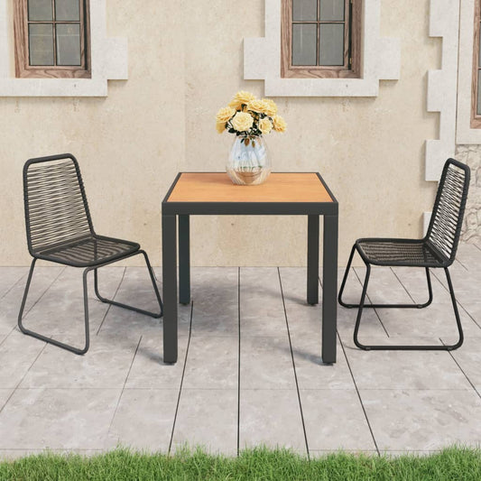 vidaXL Dining Set | Black and Brown | PVC Rattan | Compact | Lightweight