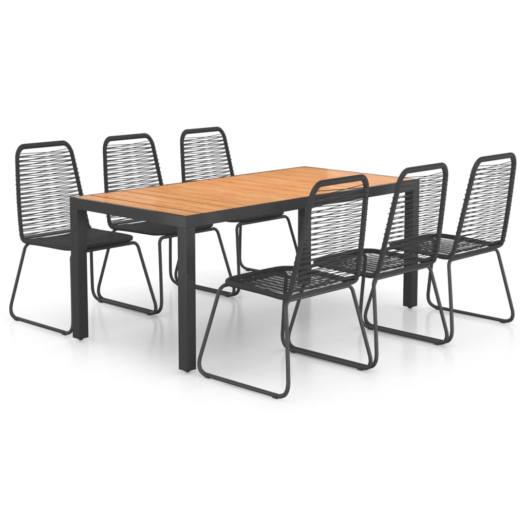 vidaXL Dining Set | Black and Brown | WPC, aluminium, PVC rattan, steel