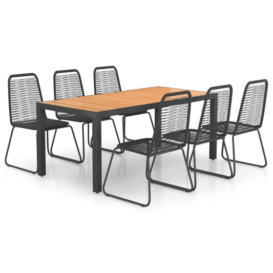 vidaXL Dining Set | Black and Brown | WPC, aluminium, PVC rattan, steel