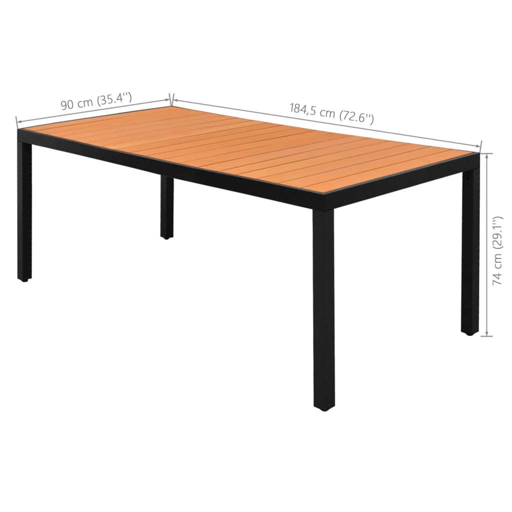 vidaXL Dining Set | Black and Brown | WPC, aluminium, PVC rattan, steel