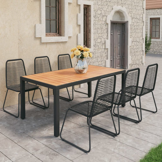vidaXL Dining Set | Black and Brown | WPC, aluminium, PVC rattan, steel