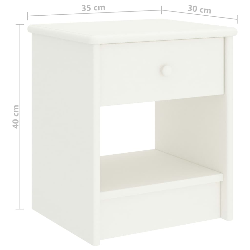 vidaXL Bedside Cabinet White 35x30x40 cm Solid Pinewood