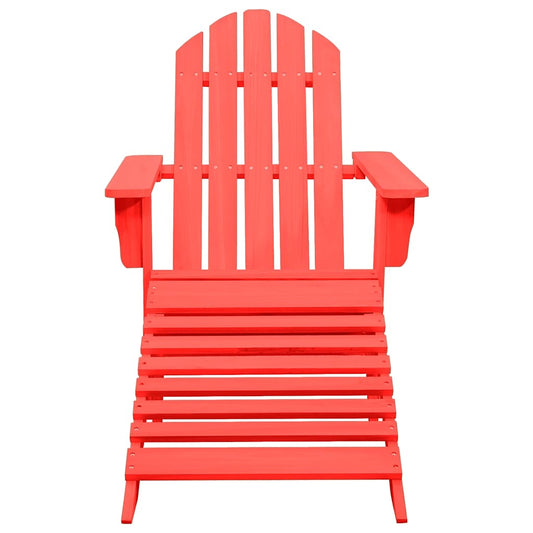 315863 vidaXL Garden Adirondack Chair with Ottoman Solid Fir Wood Red