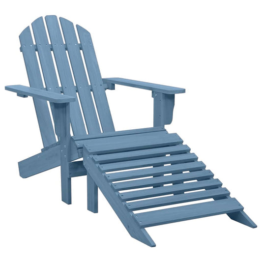315865 vidaXL Garden Adirondack Chair with Ottoman Solid Fir Wood Blue