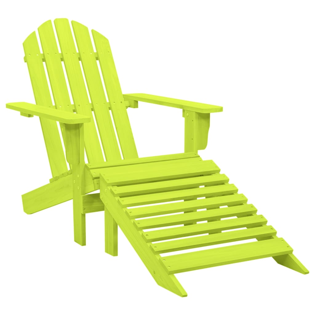 315866 vidaXL Garden Adirondack Chair with Ottoman Solid Fir Wood Green