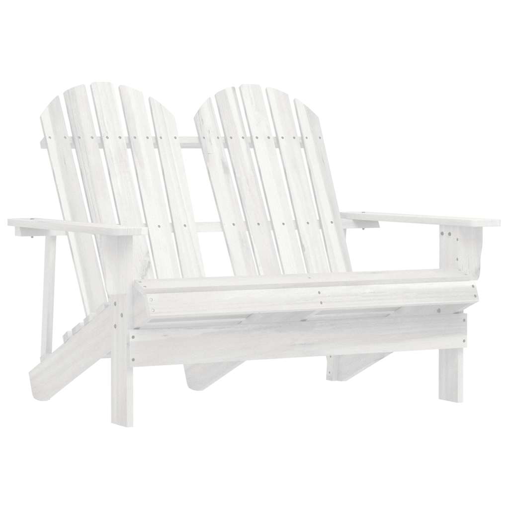 vidaXL 2-Seater Garden Adirondack Chair Solid Fir Wood White