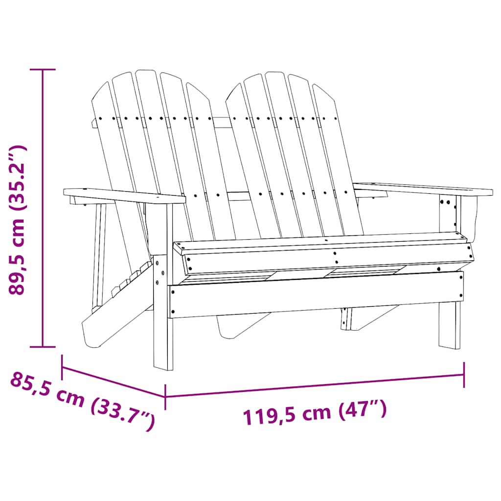 vidaXL Garden Chair | Green | Solid fir wood | 2-Seater | Durable
