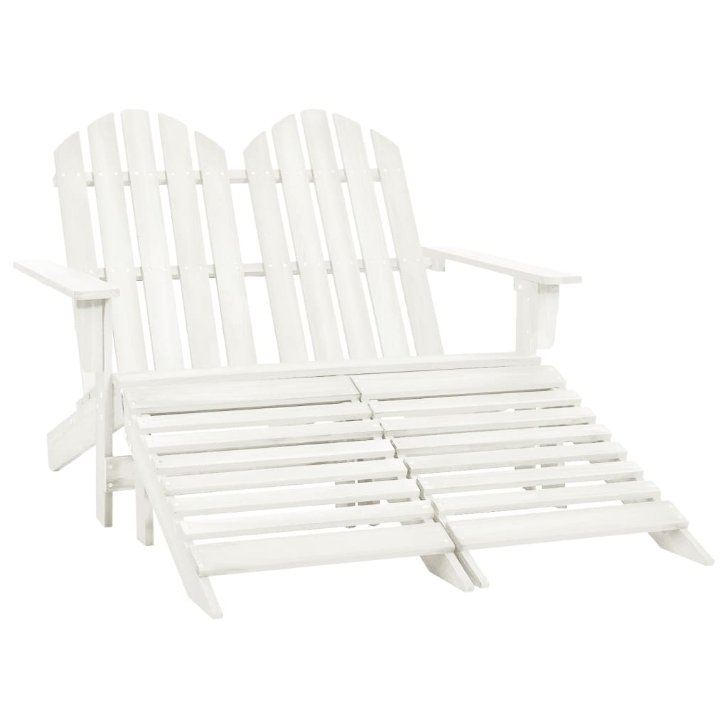vidaXL Garden Chair | White | Fir Wood | 2-seater | Ergonomic | Adirondack Chair