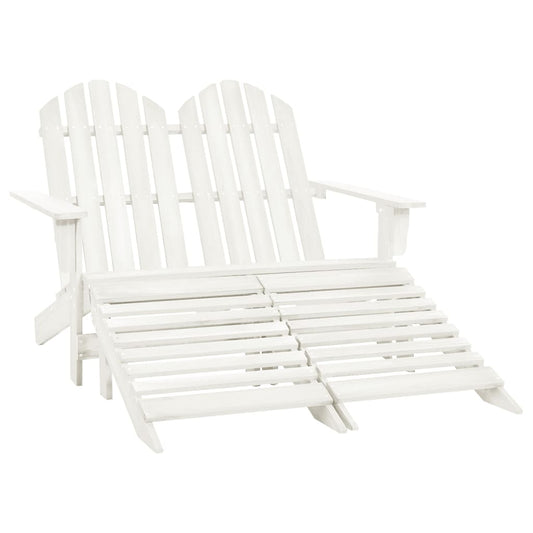 315909 vidaXL 2-Seater Garden Adirondack Chair&Ottoman Fir Wood White