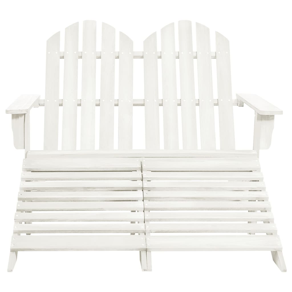 vidaXL Garden Chair | White | Fir Wood | 2-seater | Ergonomic | Adirondack Chair