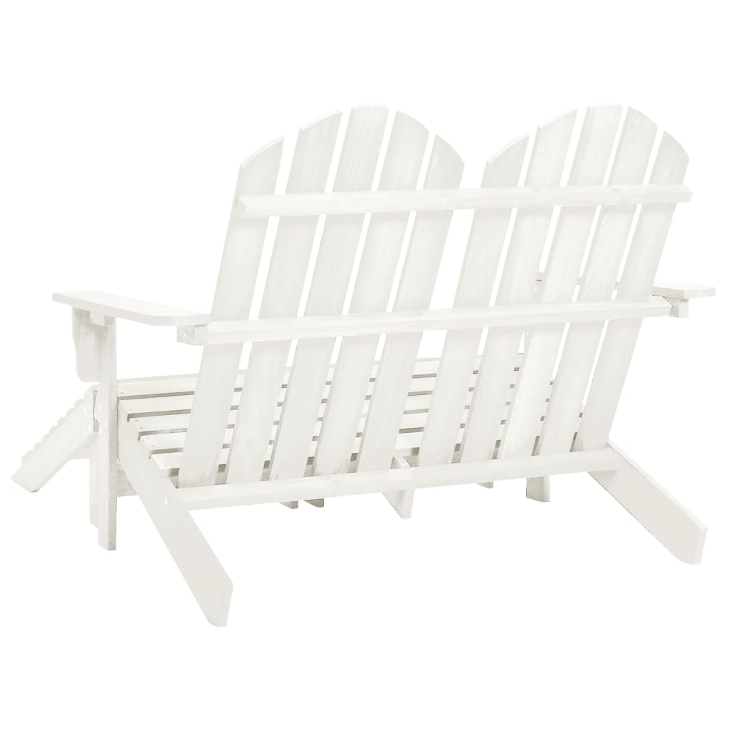 vidaXL Garden Chair | White | Fir Wood | 2-seater | Ergonomic | Adirondack Chair