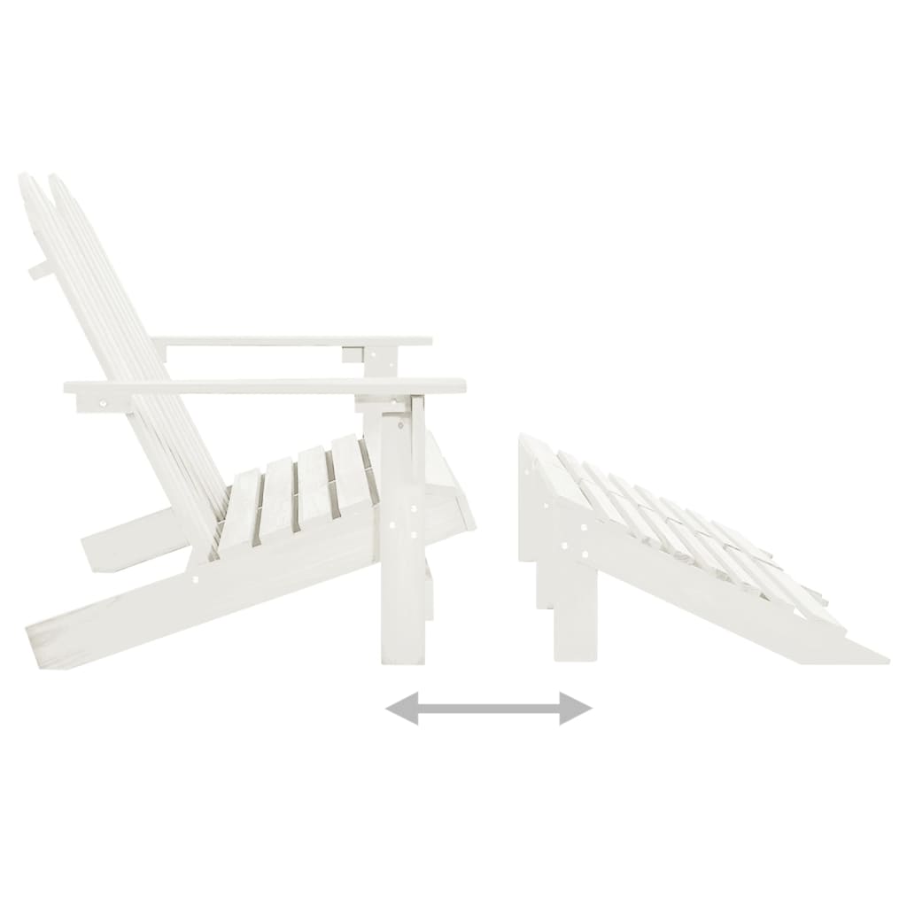 315909 vidaXL 2-Seater Garden Adirondack Chair&Ottoman Fir Wood White