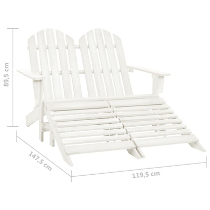 vidaXL Garden Chair | White | Fir Wood | 2-seater | Ergonomic | Adirondack Chair