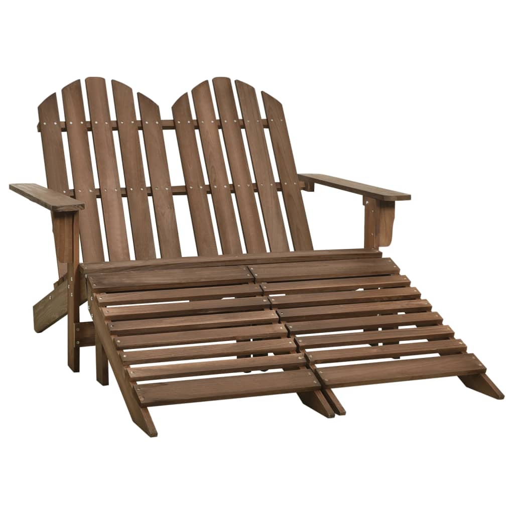 315911 vidaXL 2-Seater Garden Adirondack Chair&Ottoman Fir Wood Brown