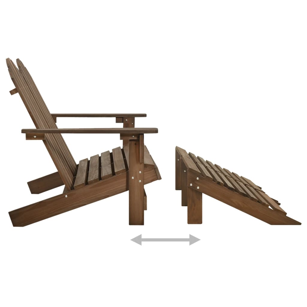 315911 vidaXL 2-Seater Garden Adirondack Chair&Ottoman Fir Wood Brown