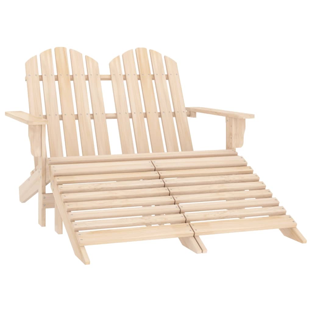 315912 vidaXL 2-Seater Garden Adirondack Chair & Ottoman Fir Wood