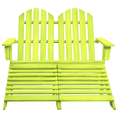 315916 vidaXL 2-Seater Garden Adirondack Chair&Ottoman Fir Wood Green