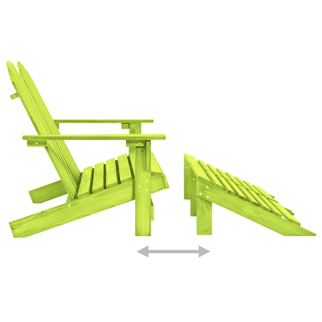 315916 vidaXL 2-Seater Garden Adirondack Chair&Ottoman Fir Wood Green