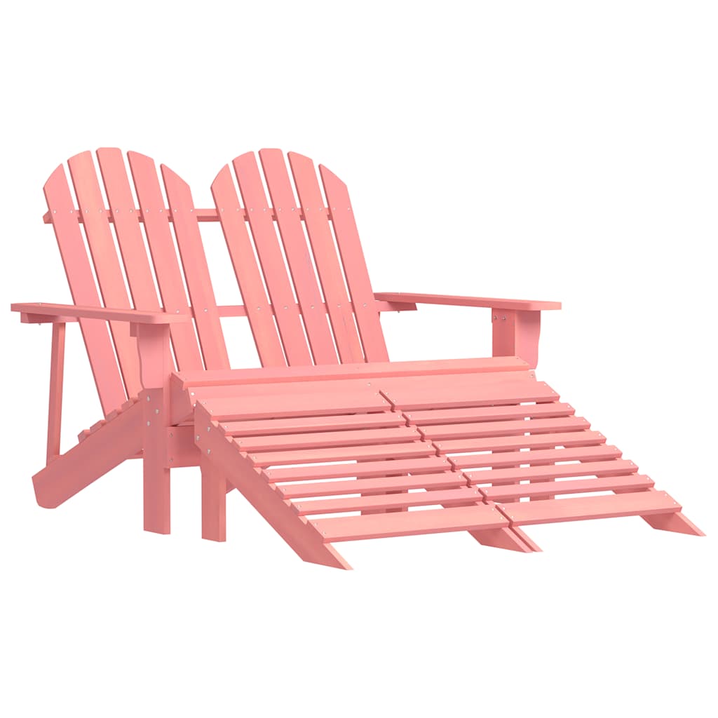315917 vidaXL 2-Seater Garden Adirondack Chair&Ottoman Fir Wood Pink